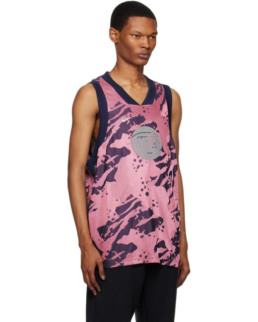 Nike Navy & Pink Embroidered Tank Top for men