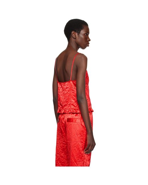 MERYLL ROGGE Red Creased Satin Slip Camisole