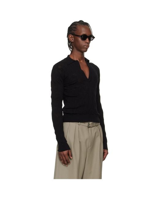 Dries Van Noten Black Knit Polo for men