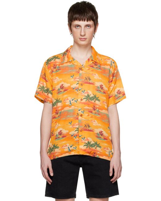 Nudie Jeans Orange Arvid Shirt for men