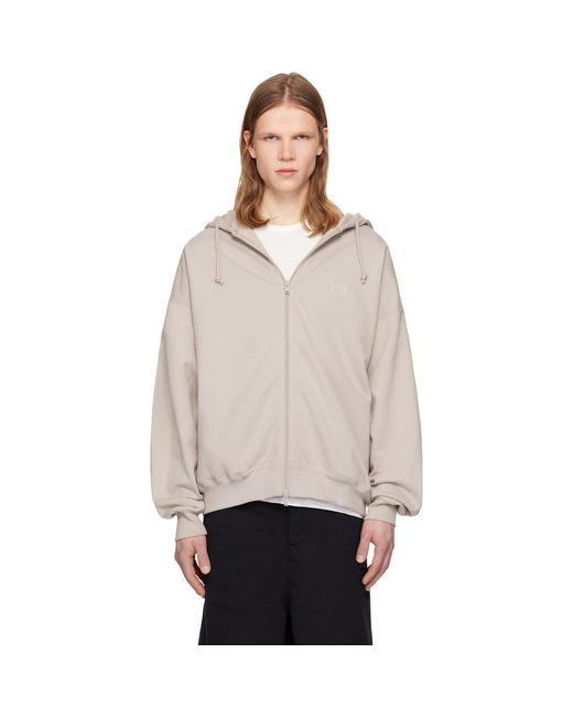Y-3 Black Taupe Brushed Terry Zipper Hoodie for men
