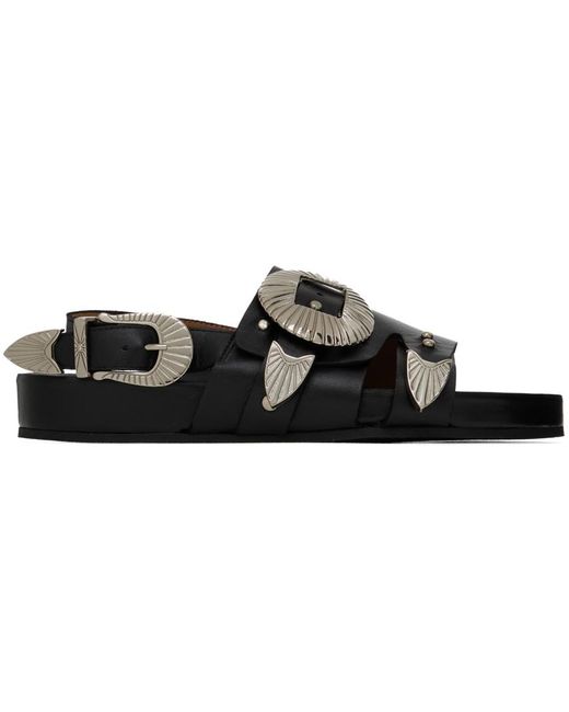 Toga Black Ssense Exclusive Oversized Buckle Sandals