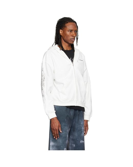 we11done White Lace Zip-Up Hoodie for men