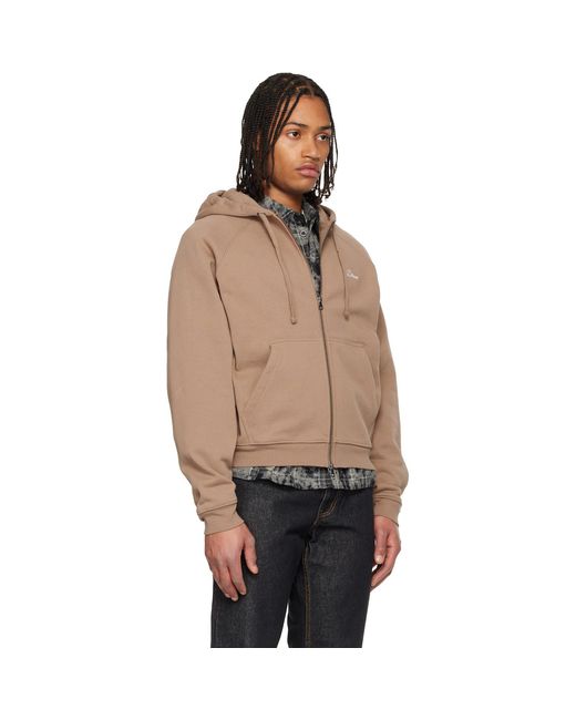 Dime Black Taupe Cursive Small Logo Zip Hoodie for men