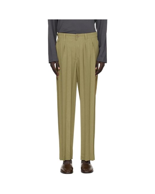 Homme Plissé Issey Miyake Green Khaki Edge Ensemble Trousers for men