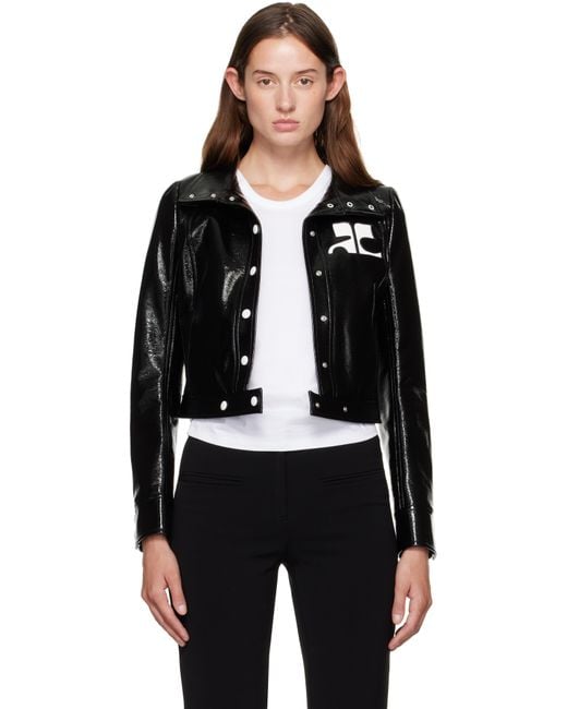 Courreges Black Reedition Vinyl Jacket