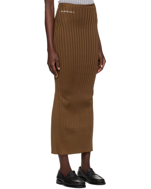 Marni Brown Ribbed Maxi Skirt