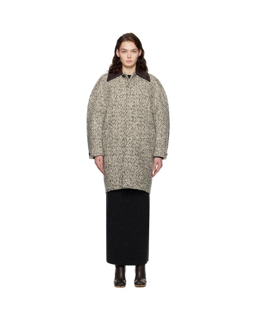 Bottega Veneta Black Wool Boucle Chevron Coat