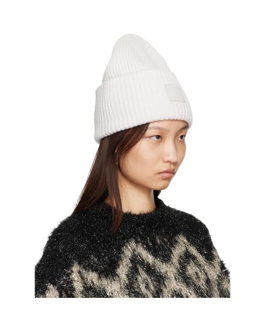 Acne White Off- Large Face Logo Beanie