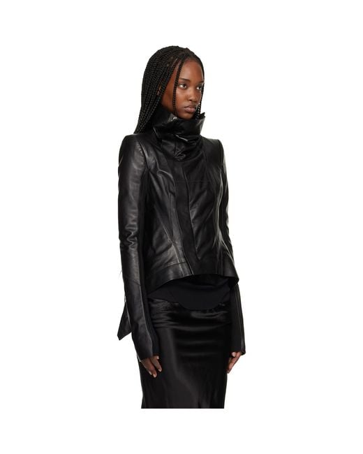Rick Owens Black Temple Naska Leather Jacket