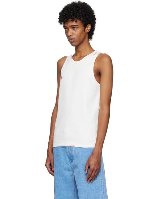 メンズ Marni ホワイト フィット タンクトップ Blue
