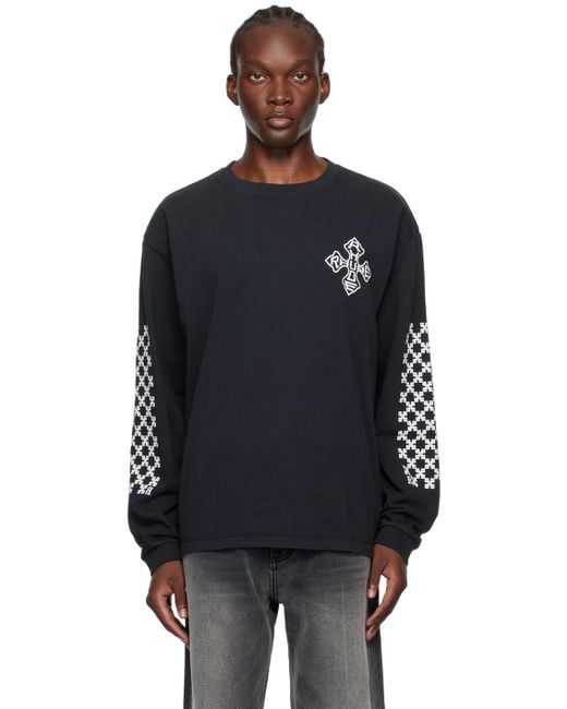 Rhude Black Cross Long Sleeve T-Shirt for men