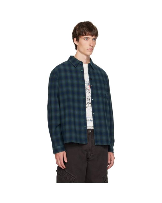 Represent Blue Reversible Resent Plaid Shirt for men
