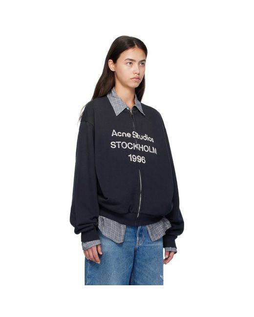 Acne Blue Logo Zip Sweater