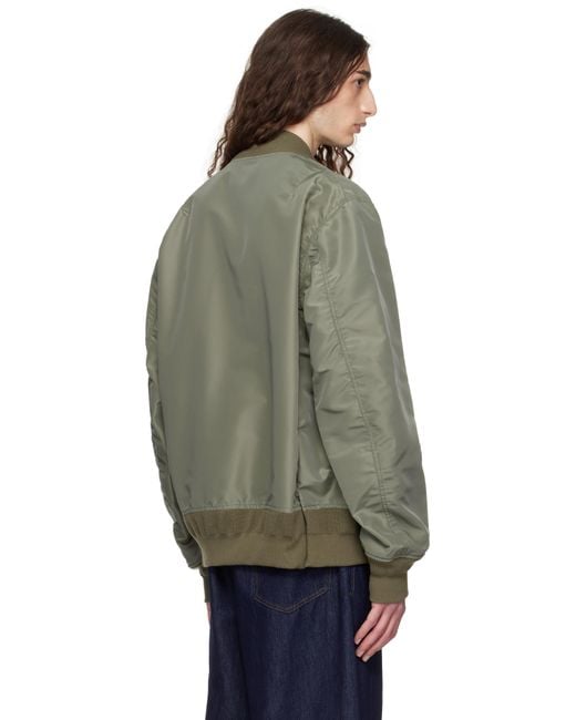 Sacai Multicolor Khaki Nylon Twill Bomber Jacket for men