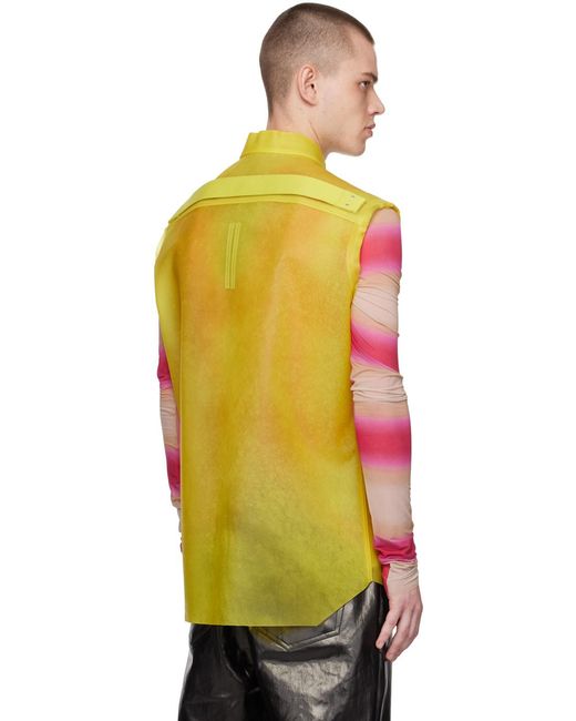 Blouson jaune en cuir à poches passepoilées Rick Owens pour homme en coloris Orange