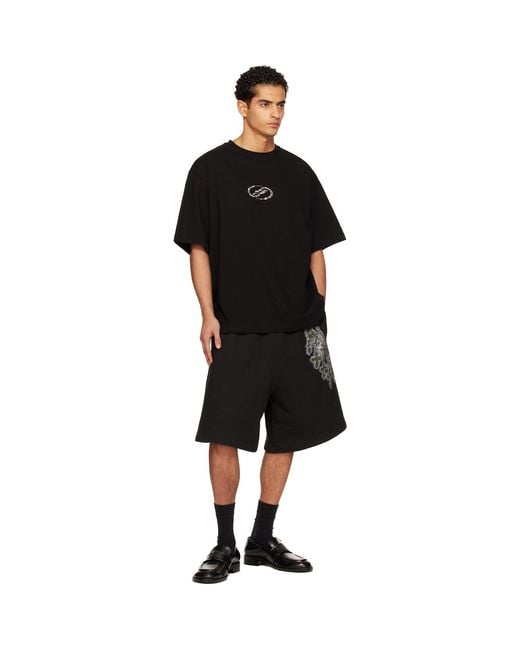 we11done Black Cross Chain Shorts for men