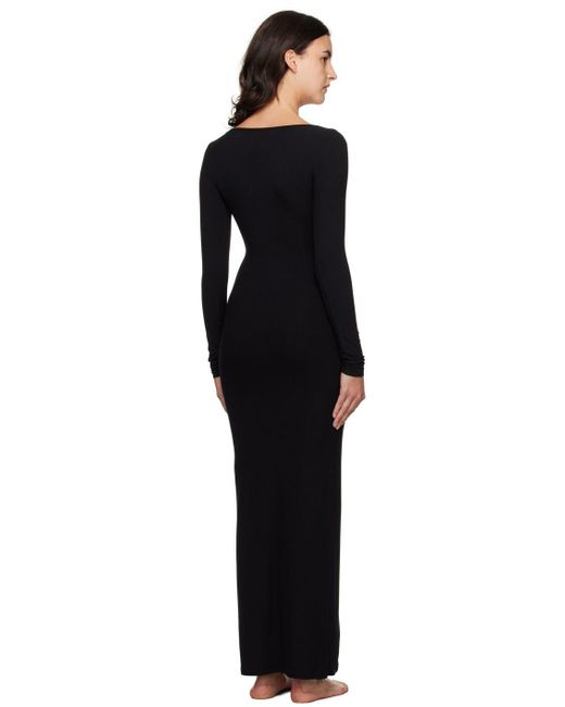 Skims Black Soft Lounge Long Sleeve Keyhole Maxi Dress | Lyst