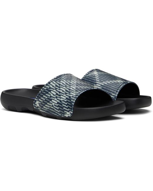 Burberry Black Off- Check Dive Slides for men