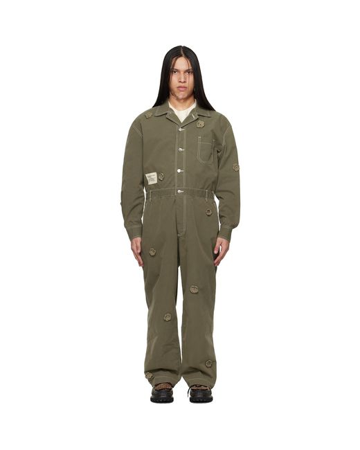 Song For The Mute Black Birkenstock Edition 'The Gardener' Crochet Flower Jumpsuit for men