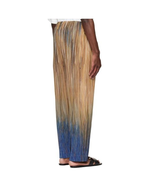 Homme Plissé Issey Miyake Multicolor Paint Brush Close-Up Trousers for men