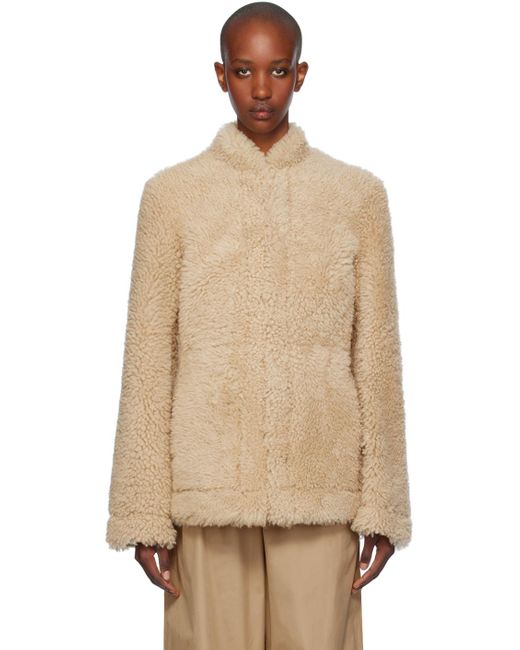 Veste Cinched En Peau Lainée Totême  en coloris Natural