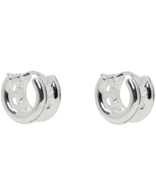 Bottega Veneta White Silver Watch Hoop Earrings for men