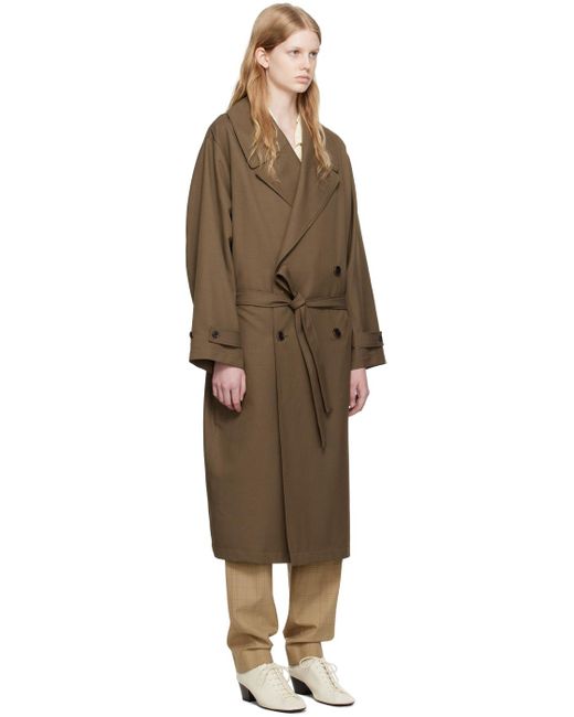 Lemaire Black Brown Double-breasted Trench Coat