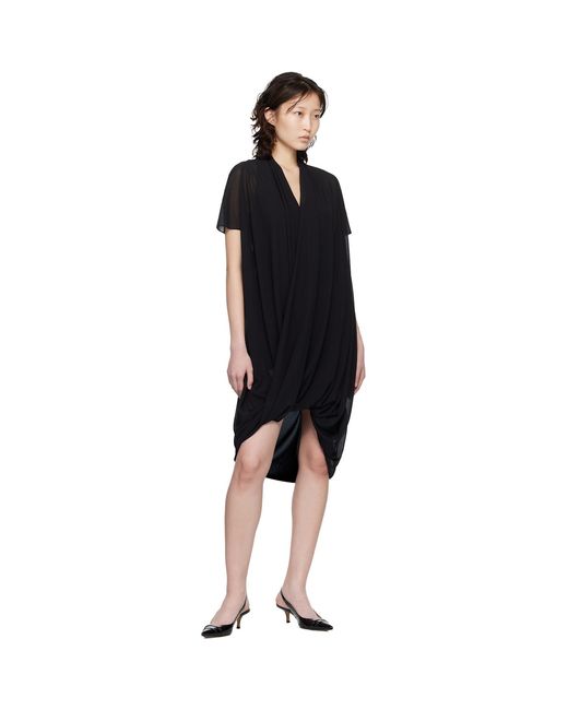 MM6 by Maison Margiela Black Chiffon Midi Dress
