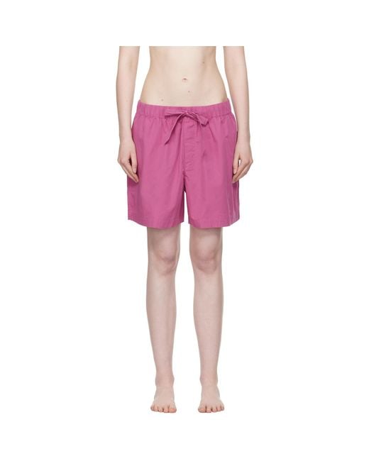 Tekla Pink Poplin Pyjama Shorts