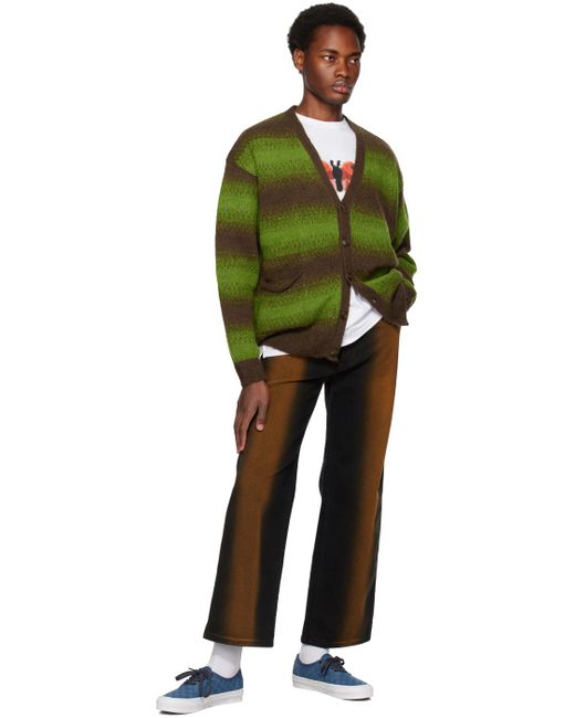 Pop Trading Co. Green Striped Cardigan for men