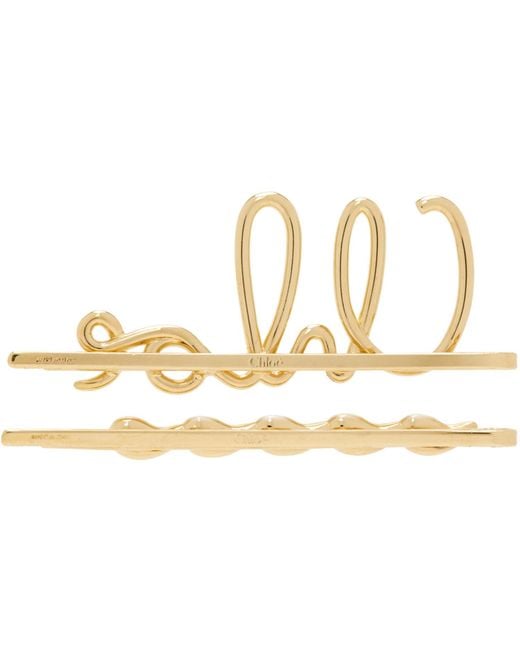 Chloé Black Logo Hair Clip Set