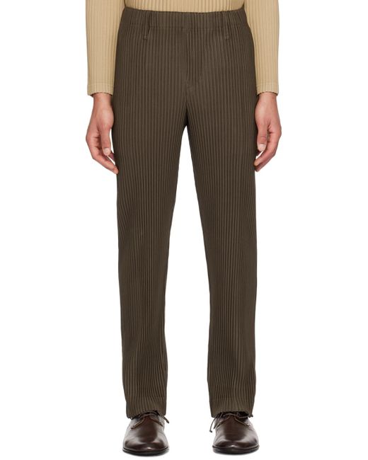 Pantalon ajusté plissé 1 kaki Homme Plissé Issey Miyake pour homme en coloris Brown