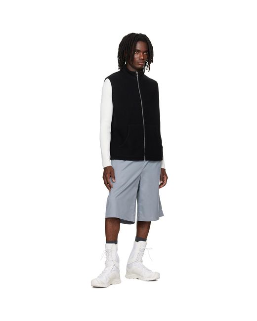 Rier Black Fleece Full Zip Vest for men