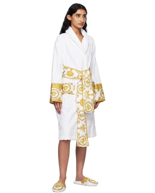 Versace ホワイト Baroque スリッパ Black