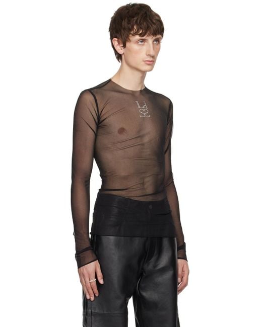 Ludovic de Saint Sernin Black Crystal Long Sleeve T-shirt for men