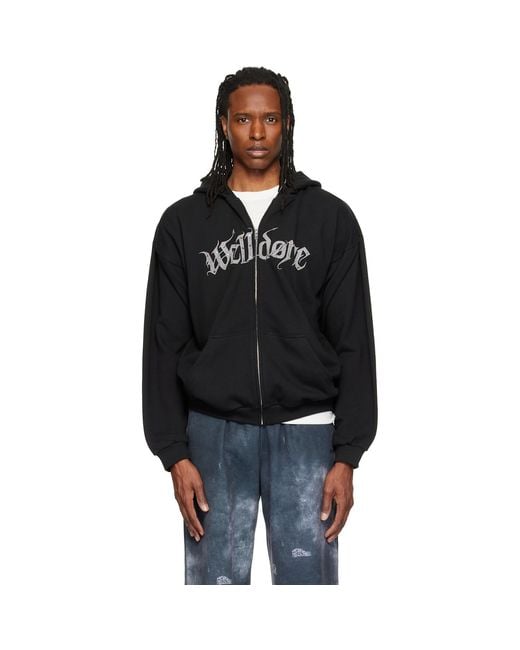 we11done Black Devil Arms Up Zip-Up Hoodie for men
