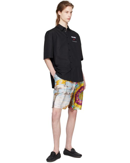 Moschino Black Multicolor Graphic Shorts for men