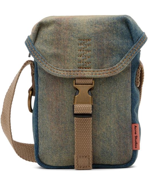 Acne Green Blue & Beige Mini Denim Pouch Bag
