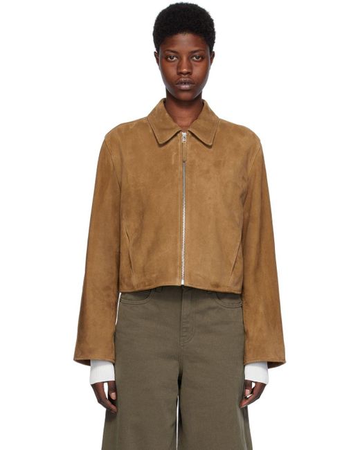 Low Classic Brown Tan Paneled Suede Jacket