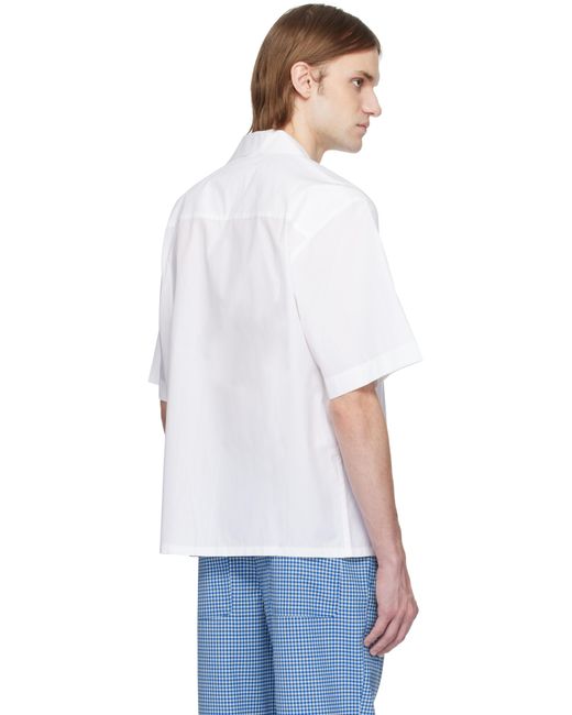 メンズ Marni ホワイト Hidden Logo ポプリン ボウリングシャツ White