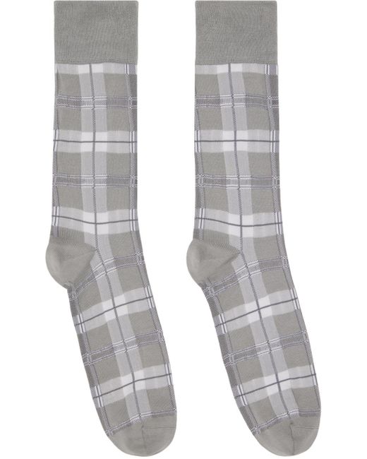 Thom e chaussettes grises à carreaux Thom Browne pour homme en coloris Gray