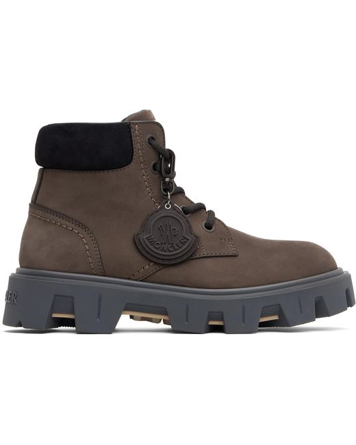 Moncler Black Peak City Nubuck & Suede Lace-Up Boots for men