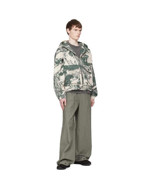 Reese Cooper Brown Khaki Cotton Ripstop Pleated Trousers for men