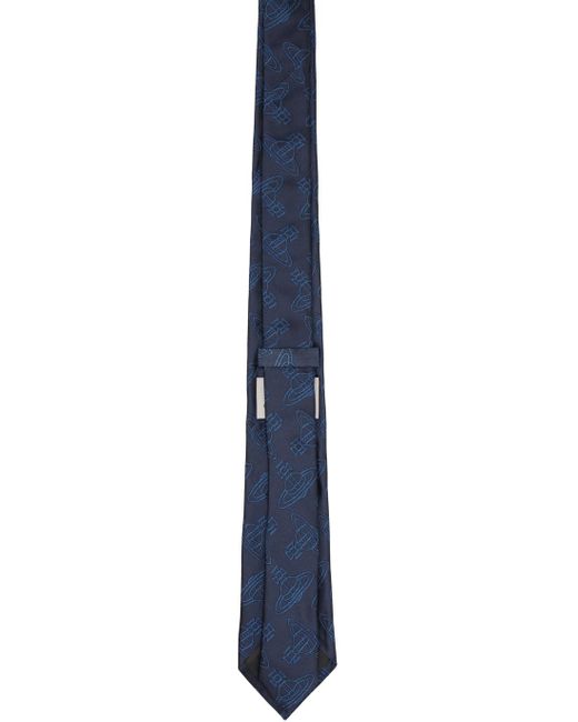 Vivienne Westwood Black Navy Jacquard Tie for men