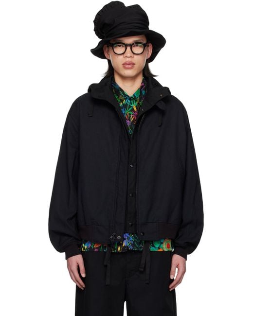 メンズ Engineered Garments Enginee Garments ネイビー スタンドカラー ボンバージャケット Black