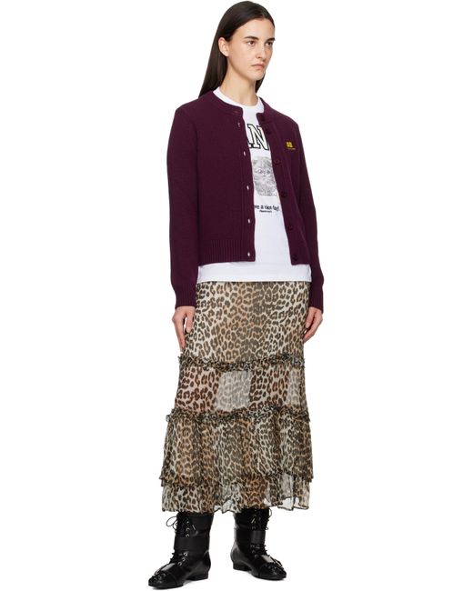 Ganni Purple Wool Mix Cardigan
