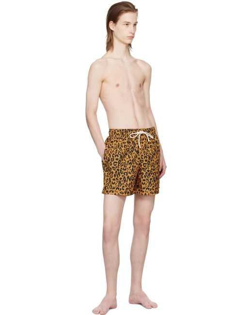Palm Angels Black Yellow Cheetah Swim Shorts for men