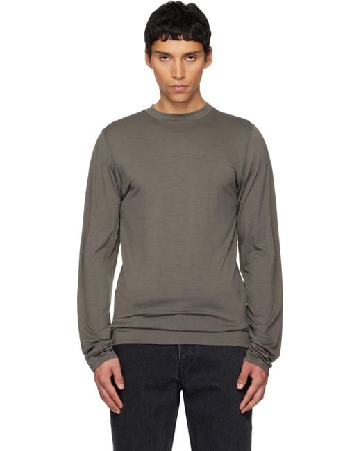 Rier Black Roundneck Jersey Wool T-Shirt for men