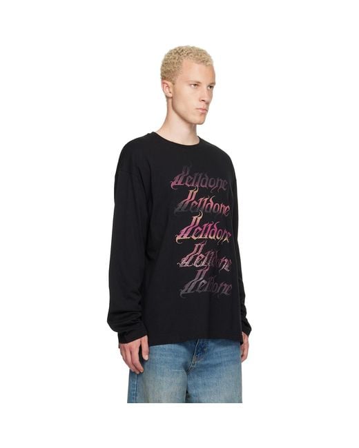 we11done Black Gradient Logo Long-Sleeved T-Shirt for men